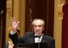 See F. Murray Abraham with the Pittsburgh Symphony Orchestra for ‘Lincoln Portrait’ F. Murray Abraham performing behind a podium onstage with the Pittsburgh Symphony Orchestra.