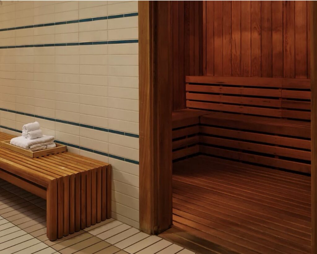 The entrance to a sauna.
