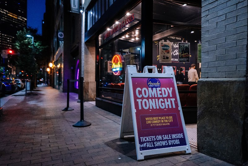 Comedy Tonight sign outside Arcade Comedy Theater, Pittsburgh events
