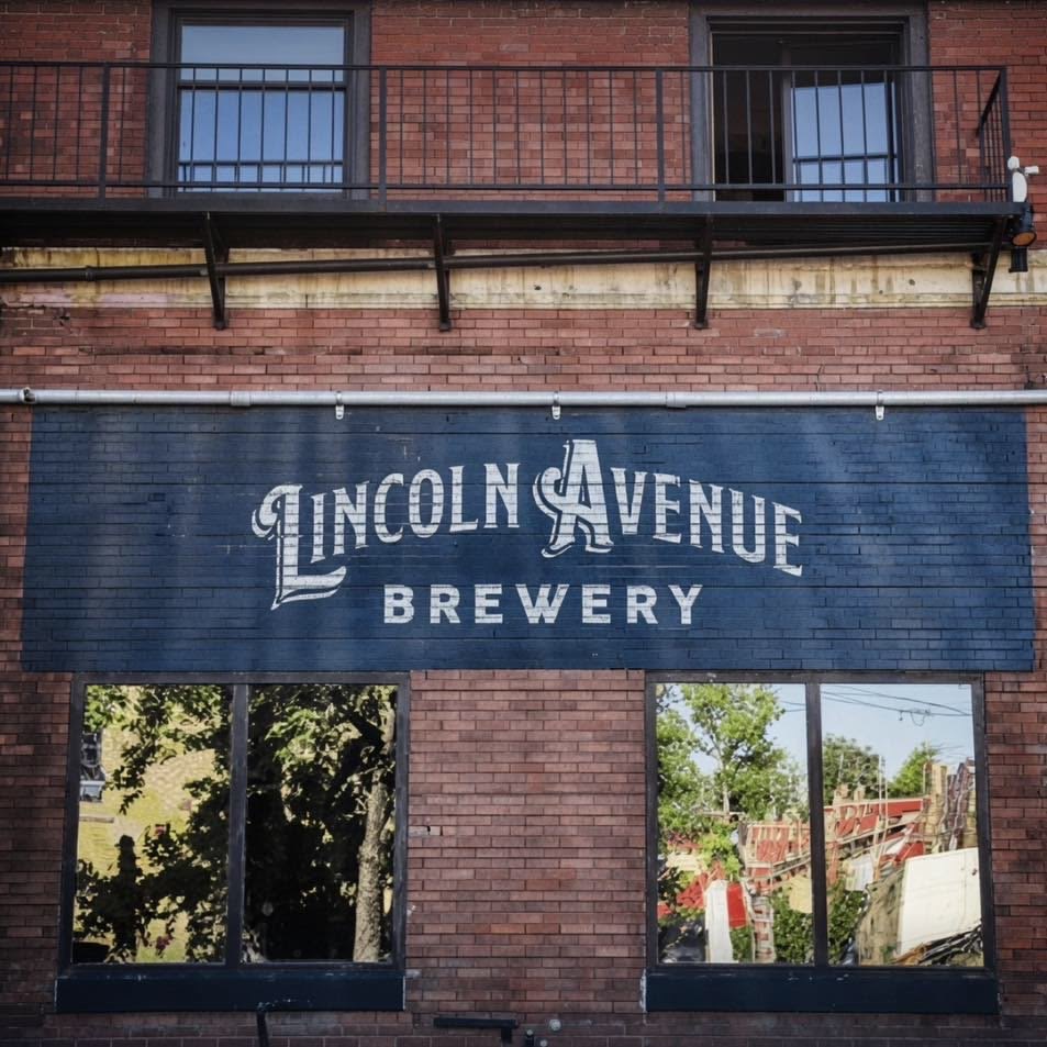 Lincoln Avenue Brewery sign on brick building, Pittsburgh