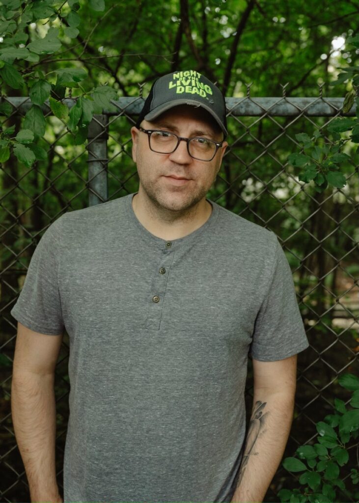Daniel Kraus in a "Night of the Living Dead" hat, honoring George A. Romero's legacy.