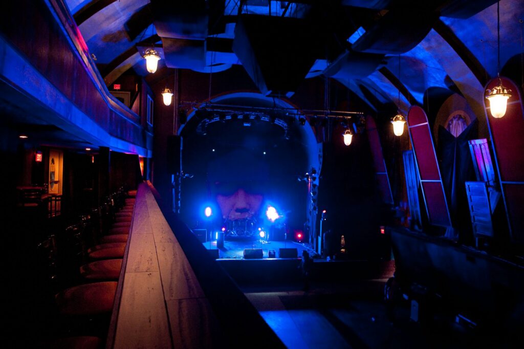 Mr. Smalls Theatre stage with dramatic lighting and seating